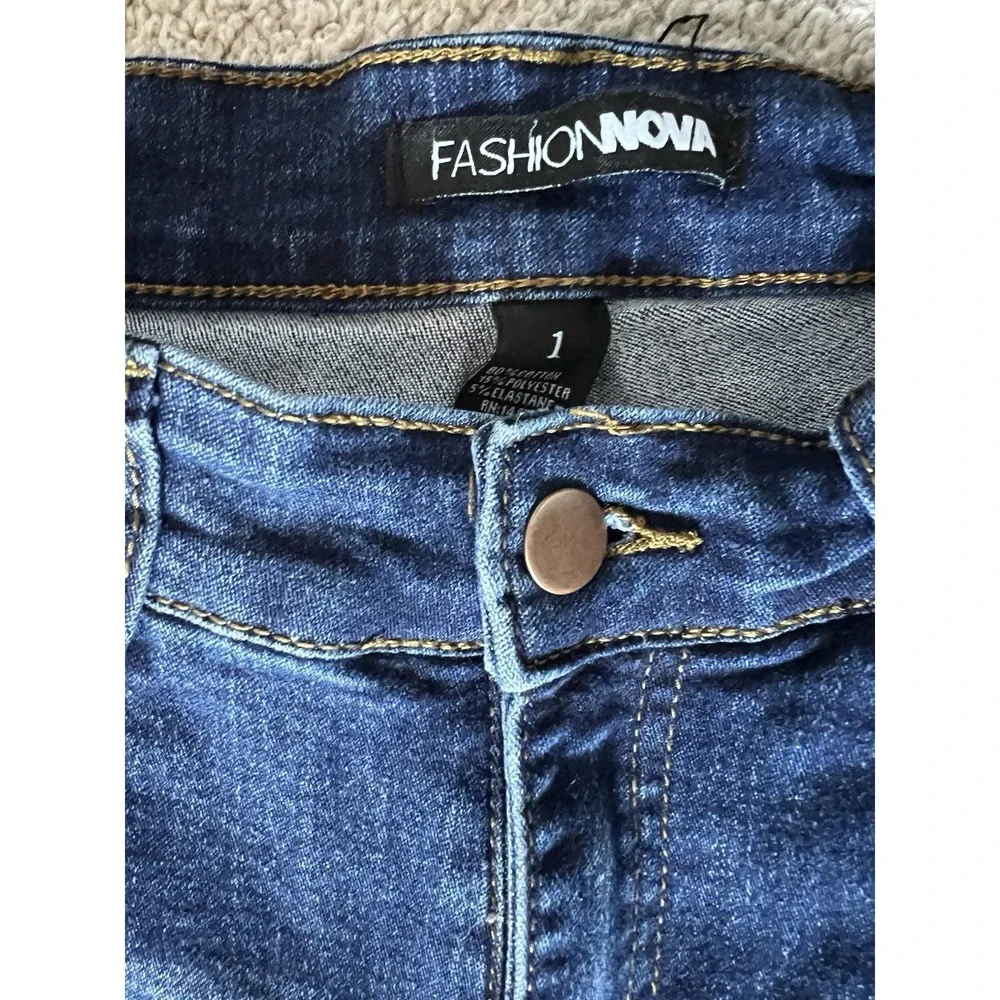 Fashion Nova Y2K Skinny Jeans Sz 1 Dark Blue Booty Shaping Stretchy #F Classic
